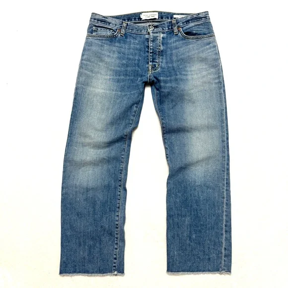 NILI LOTAN sz 27 Boyfriend Jeans in Venice Wash Blue Raw Hem Crop Mid Rise - Picture 6 of 13